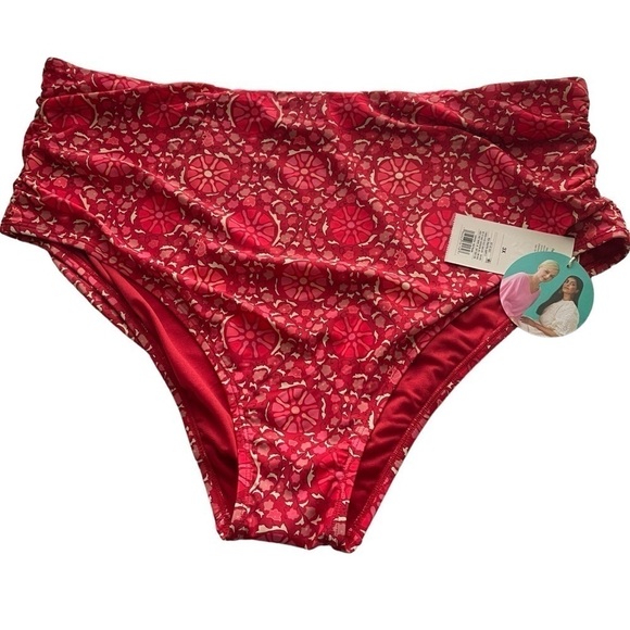 NEW Rhode Zinnia Floral High Rise Medium Coverage Bikini bottom red size 3X - Picture 3 of 13